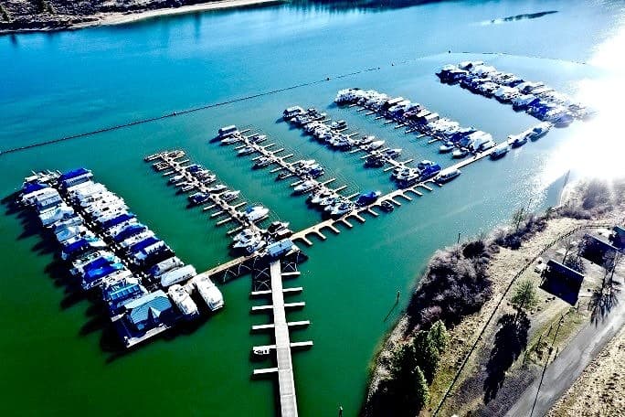 Aerial view of Two Rivers Resort and Marina
